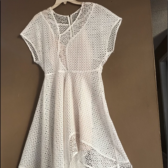 Keepsake The Label White Asymmetrical Eyelet Dress - Picture 2 of 8